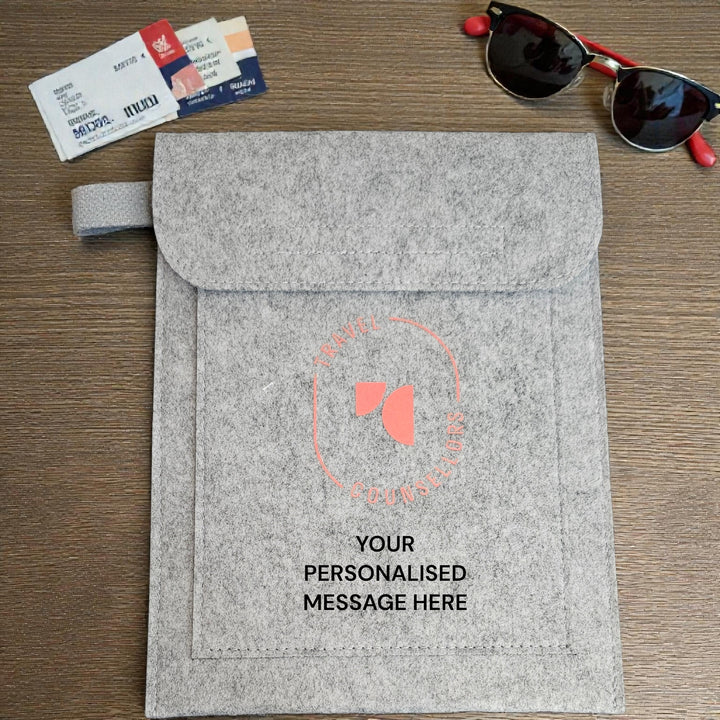 Personalised Double Pocket Wallet in Light Grey with Oval Logo in various colours