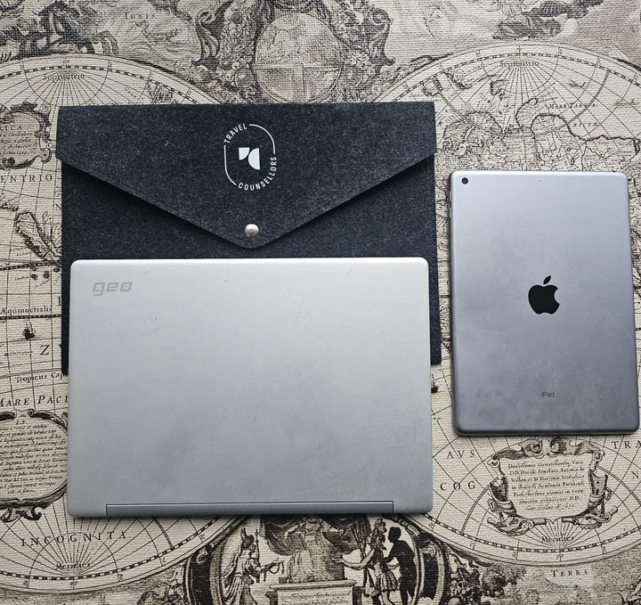 Charcoal Felt Wallet for iPad/Tablets/Slim Laptops
